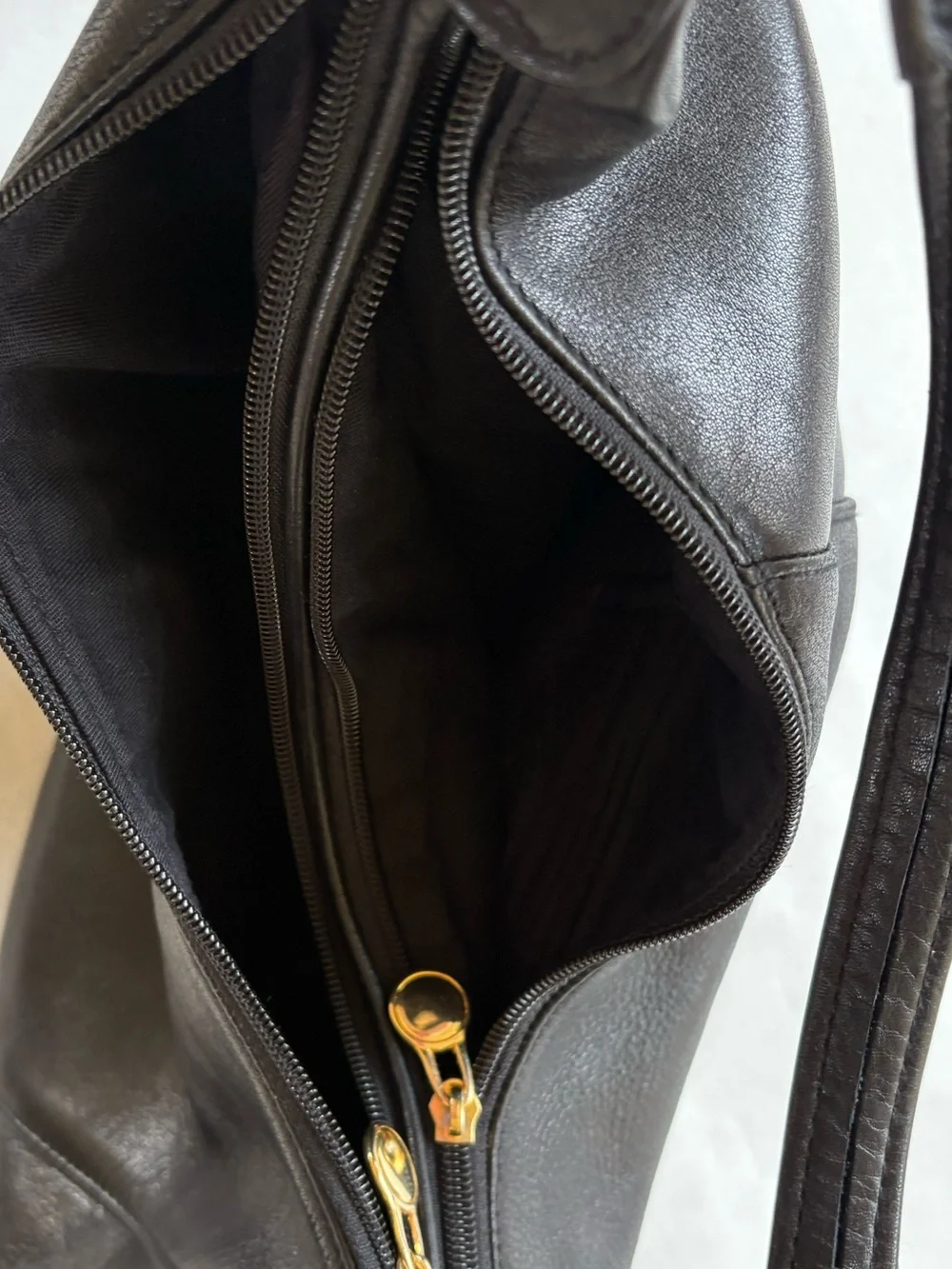 Tignanello - Black Leather Hobo with Gold Hardware